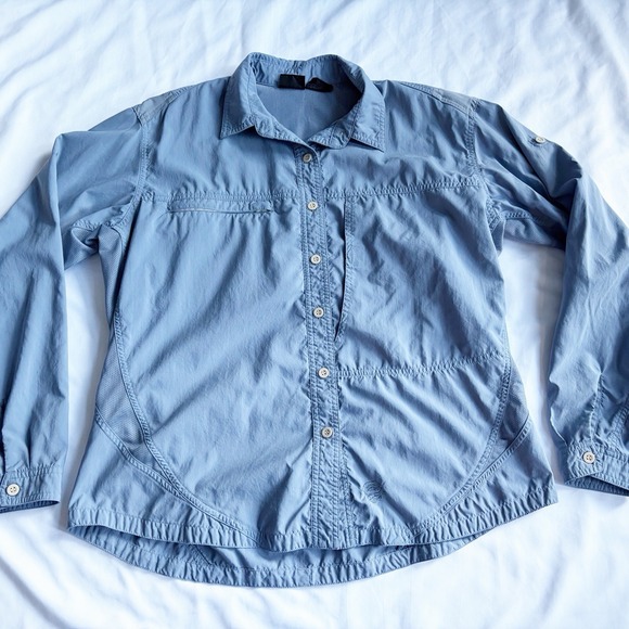 Mountain Hardwear Tops - Mountain Hardwear Shirt Women 12 Blue Long Sleeve Button Up Pockets Gorpcore